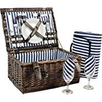 INNO STAGE Cesta de Mimbre para Picnic para 2 Personas con Juego de Cubiertos de Servicio- Cesta de Sauce- Kit de…